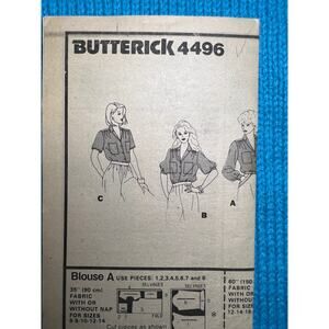 Butterick Sewing Pattern 4496 button down shirt 1980s size 6 8 10